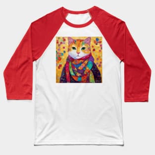 Colorful Cat Portrait Painting After Gustav Klimt Baseball T-Shirt